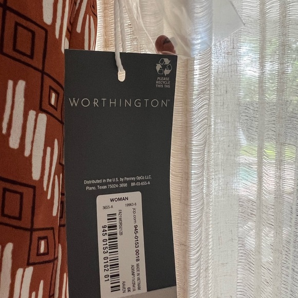 Worthington Brown and White Button Sleeve blouse - Picture 5 of 5